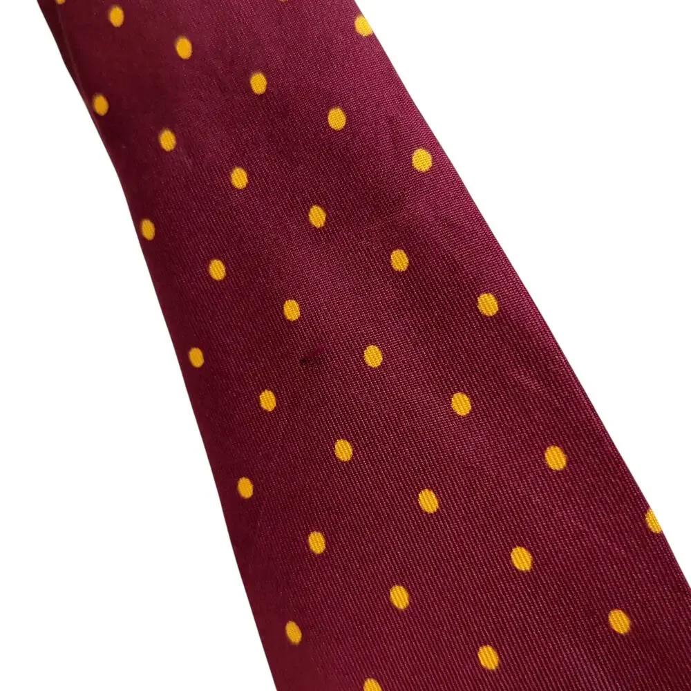 Vintage Fendi Maroon Red Polka Dot Tie Cravatte Made in Italy Silk Luxury
